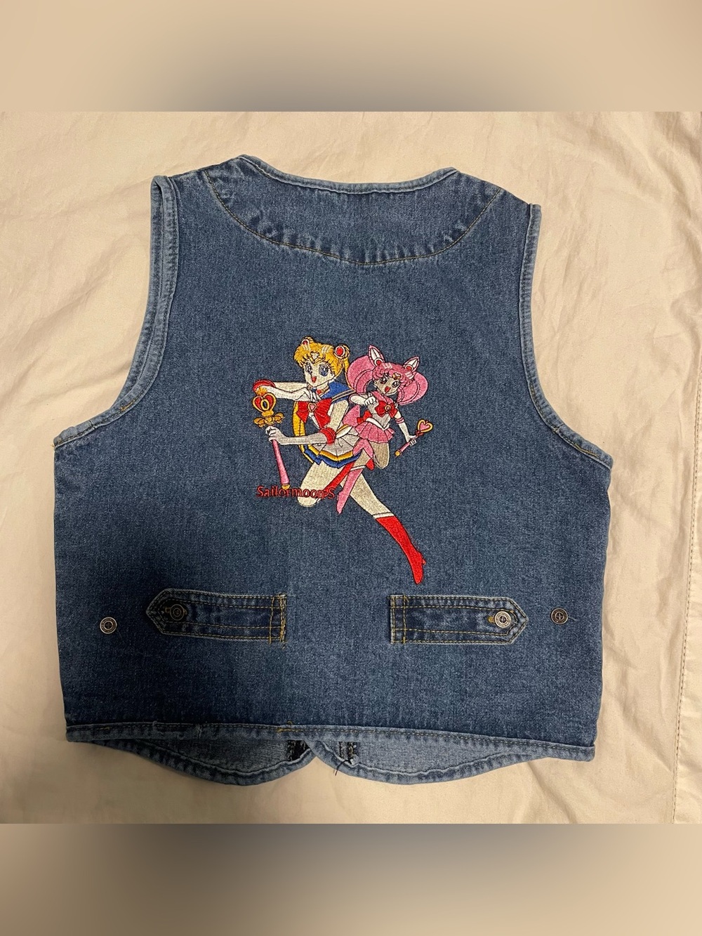 Sailor Moon S DenimJean Sleeveless Vest Size Small Youth Collectible Anime Blue
